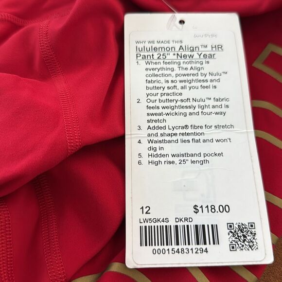 lululemon athletica Red Leggings with Gold Logo - Picture 3 of 7